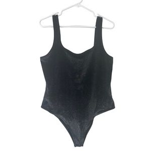Topshop Black Sparkly Velvet-feel Bodysuit (NWOT)